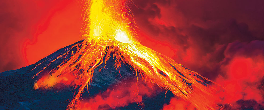illustration of an erupting volcano