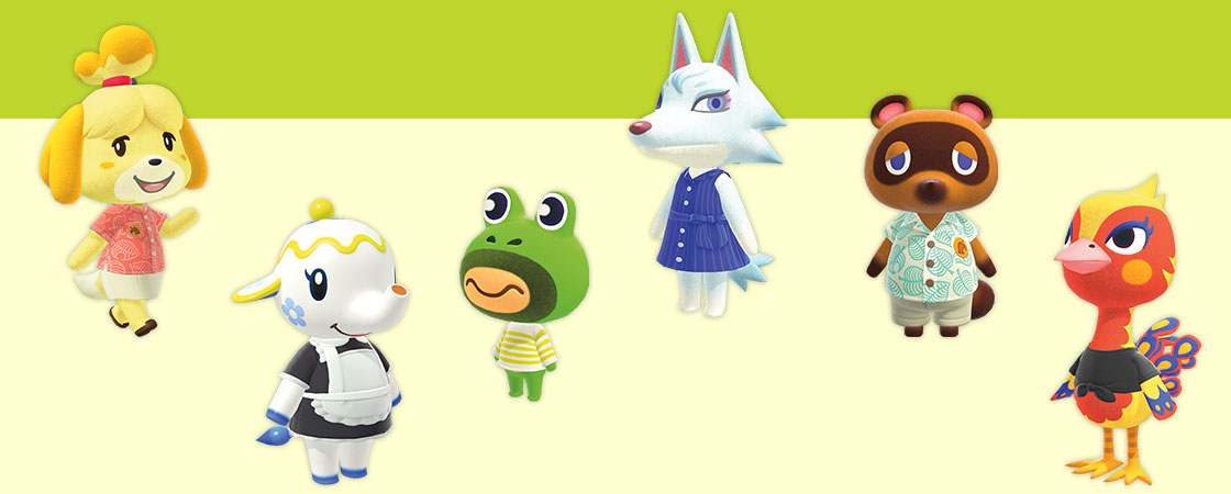 image of various animated characters from the Animal Crossing video game