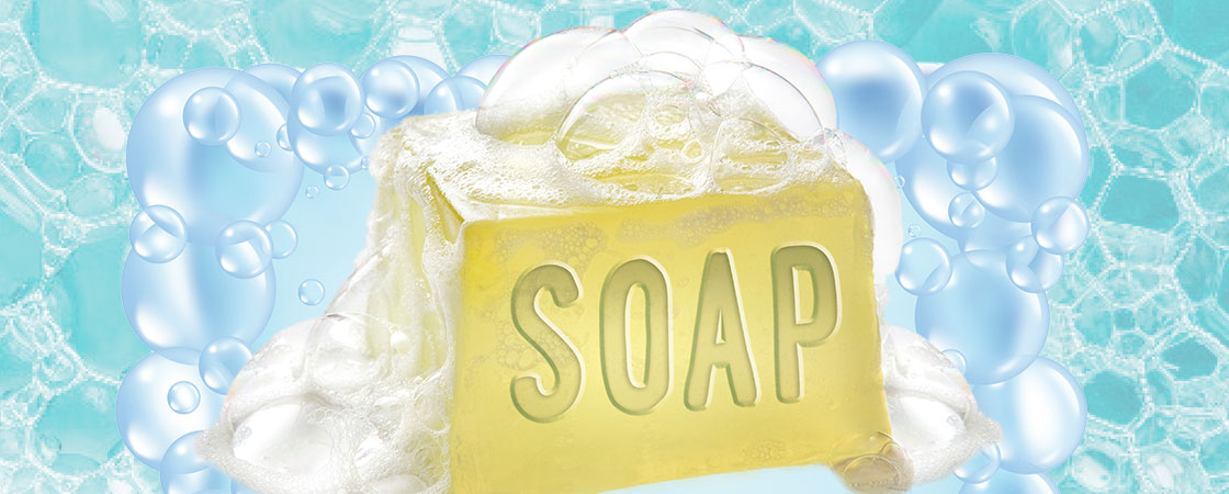 Illustration of soap with suds on it
