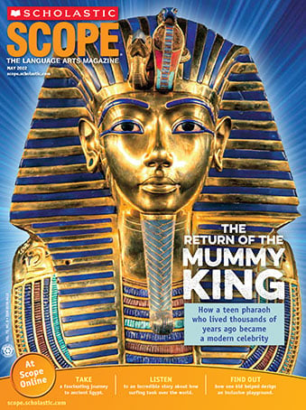 Cover: Mummy sarcophogus on a blue background