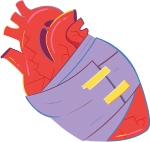 Illustration of a heart wrapped in a bandage