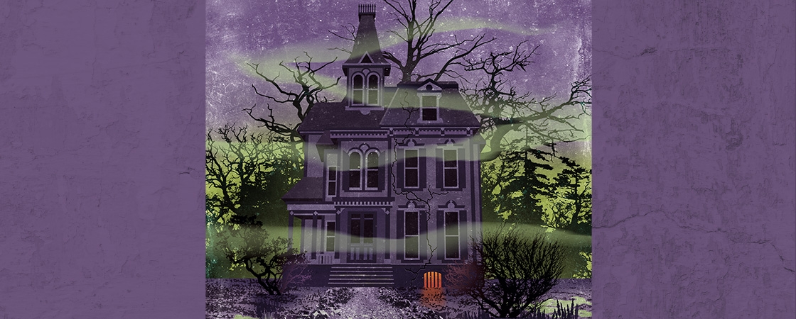 Illustration of a haunted house