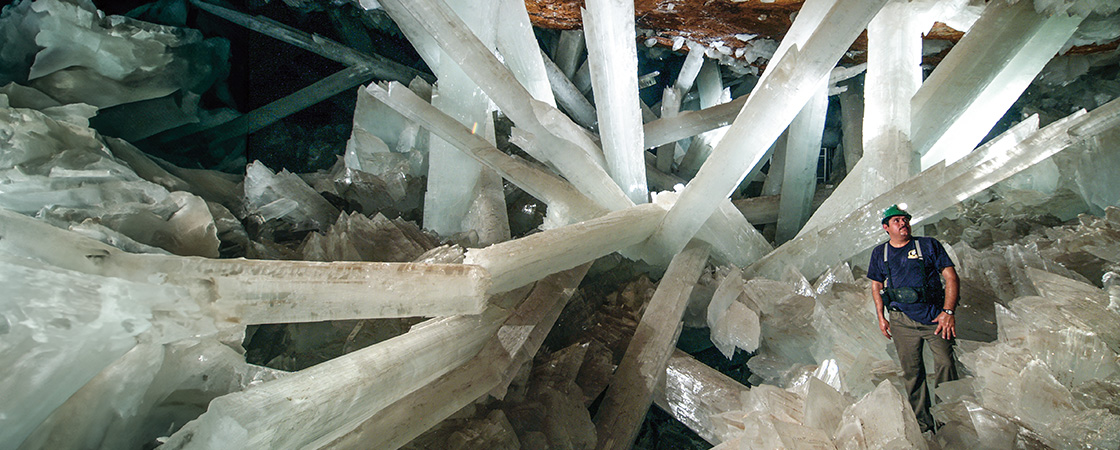 Image of large ice crystals in cave