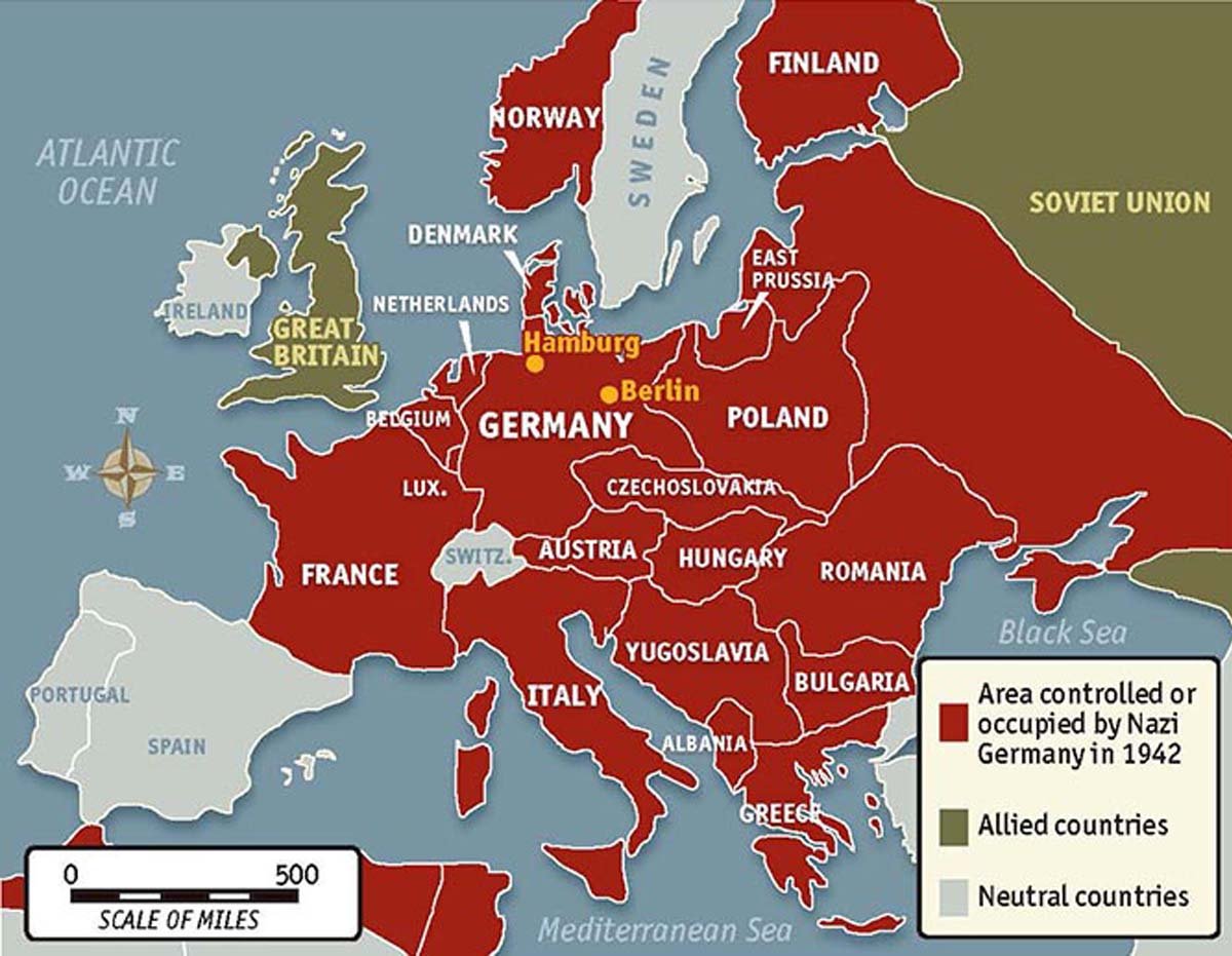 Карта европы в 1942 году